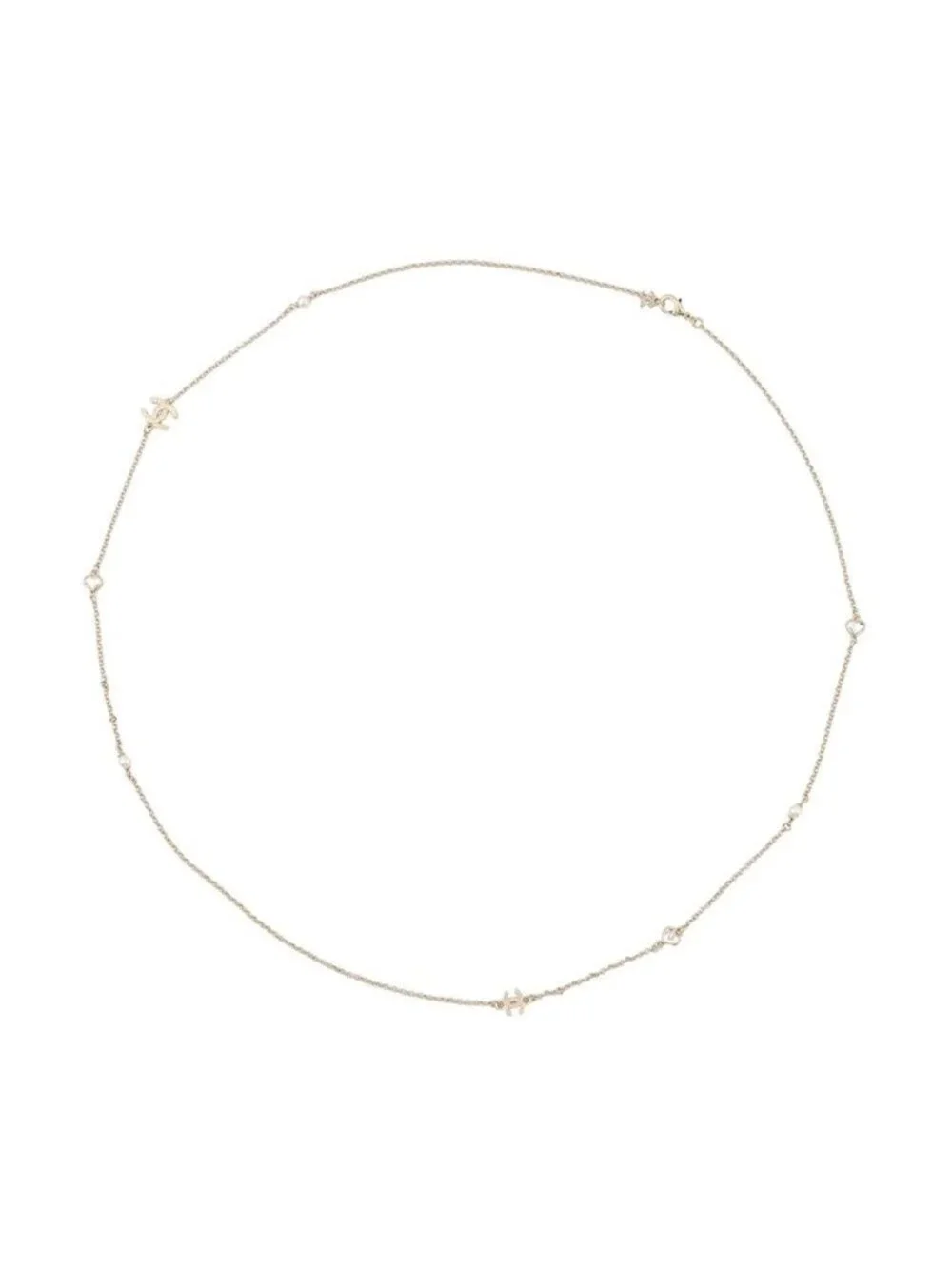Chanel Necklace CC Logo Faux Pearl Long